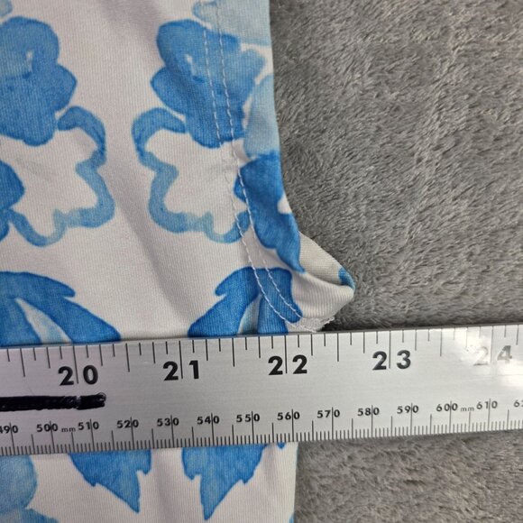 Womens Mely New York Blue & White Print Sleeveless Top Short Sleeve Polyester L - Picture 6 of 8